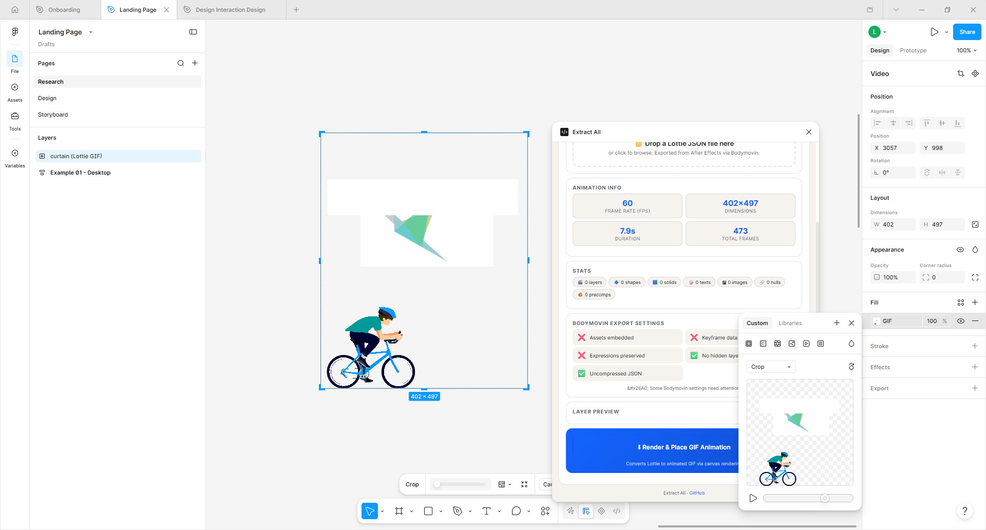 Import Lottie JSON — Extract All for AI plugin UI showing Lottie import and full extraction panel